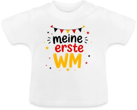 Meine Erste WM Deutschland Fan Baby Bio-T-Shirt | Baby T-Shirt mit Rundhals-Ausschnitt