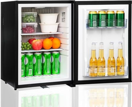 Smad 12v Kühlschrank 60L, Camping Kühlschrank 12v 230v, mit Schloss, Leiser Kühlschrank für Wohnwagen, wohnmobil,Camper, Auto, Büro,RV, 0-10℃, Wendetür, Schwarz