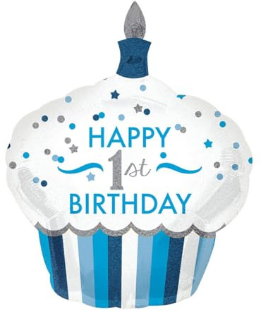 Pallone foil Supershape 36 - 91 cm 1° compleanno Cupcake Boy