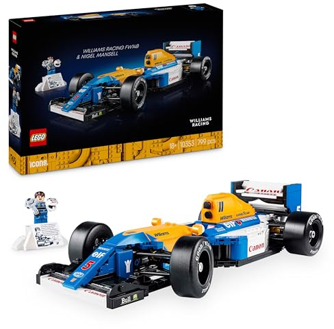 LEGO Icons Williams Racing FW14B et Nigel Mansell - Maquette de Voiture de F1 - Inclut minifigurine Collector de Pilote avec trophée et Casque - Idée Cadeau pour Adulte et Adolescent 10353
