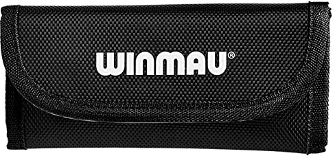 WINMAU Tri-Fold-Plus Dart Wallet Black – Durable Darts Case Holds 1 Set of Darts with Shafts | 9 Compartments Darts Organiser and Accessories Case | Professional Dart Carry Case