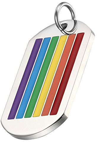 Flongo Gay Pride Schwul LGBT Kugel Anhänger Halskette aus Edelstahl Silber Gold Regenbogen Streifen Gay Pride Schwul Lesben Homosexual Homosexuell