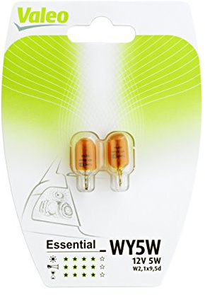 Valeo Ampoules Halogène, WY5W-Essential-Blister x2, 32120, Set de 2, noir