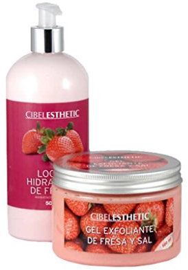 Cibelesthetic - Pack Manicura y Pedicura Loción Hidratante + Gel Exfoliante de pies y manos - 500ml. UVA (Fresa)