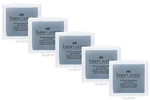 Faber-Castell 5er Pack Knetgummi Radierer für Künstler, ART ERASER, grau