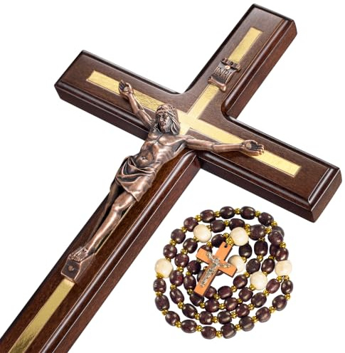 Asterom Crucifix Wall Cross, Catholic Crucifix, Wooden Cross for Wall