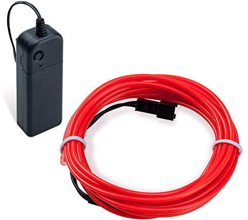 COVVY Guirlande Lumineuse LED, Neon Flexible Lumineux Décoration à piles pour Fête/Noël/Anniversaire/Soirée/Mariage, 3 Modes Éclairage avec télécommande, Imperméable Pour Intérieur (Rouge, 5M)