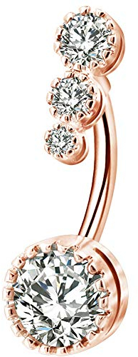 OUFER 316L Edelstahl Belly Bars Clear CZ Navel Rings Bauchnabelpiercing Schmuck Bananabells