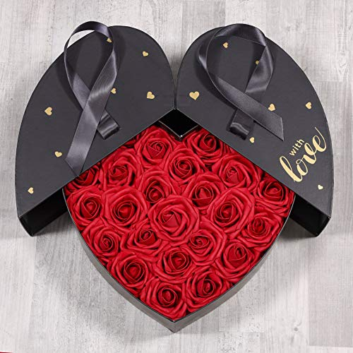 Romeo&Love Deluxe Big Rot Rosen Rosenbox 32cm Flowerbox Blumenbox Bordeauxrot Blumen Ewige Infinity Rosen Box künstliche Deko Wunsch Gravur Hochzeit