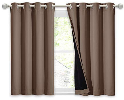 NICETOWN Verdunkelungsvorhang, besonders dick, isoliert, 100% Verdunkelungsrollo mit schwarzem Futter für kleine Fenster (Cappuccino, 1 Stück, 132 x 114 cm)