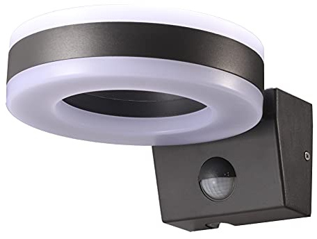 UKEW Up Down PIR Wall Light - 20W LED External Security Lights with Motion Sensor and Circle Ring Design - IP65 Outdoor Waterproof Cool White 6000K