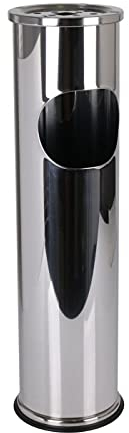 Acan Pattumiera da terra in acciaio inox con posacenere estraibile 56,5 x 14,7 cm, cestino cilindrico per esterni, affari, spazi pubblici, resistente, elegante e funzionale
