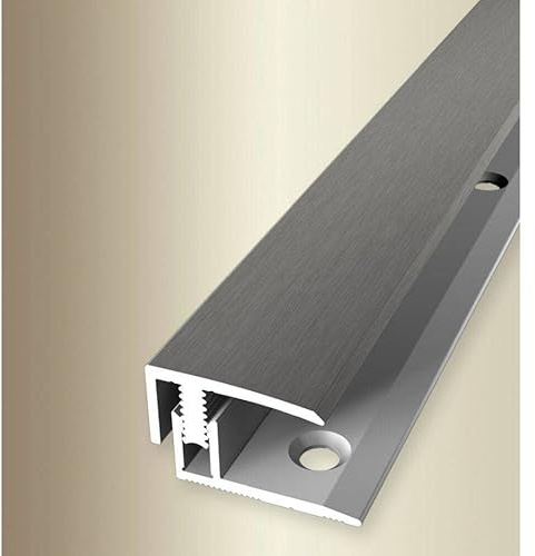 PROVISTON | Anpassungsprofil | Laminatabschluss | Breite: 21 mm | Höhenausgleich: 7-12 mm | Länge: 2700 mm | Aluminiumprofil | Edelstahloptik | 1 Stück