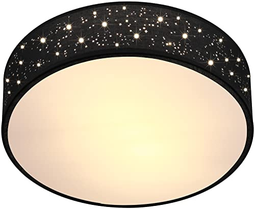 Monzana® Deckenlampe Sternenhimmel Wohnzimmer Schlafzimmer E27 Schwarz Rund 38cm Stoffschirm 2-Flammig 40W Küche Lampe Deckenleuchte Stoffdeckenlampe