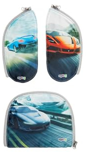 ergobag Zippies Autos - Bunt | 3-teiliges Schulranzen-Zubehör-Set für Kinder, Jungen und Mädchen zur individuellen Gestaltung des Schulranzens
