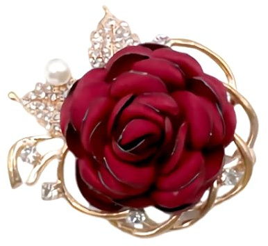 Broche de flor de rosa de cristal, collar de perlas, pin de pecho vintage con diamantes de imitación, insignia para abrigo y falda