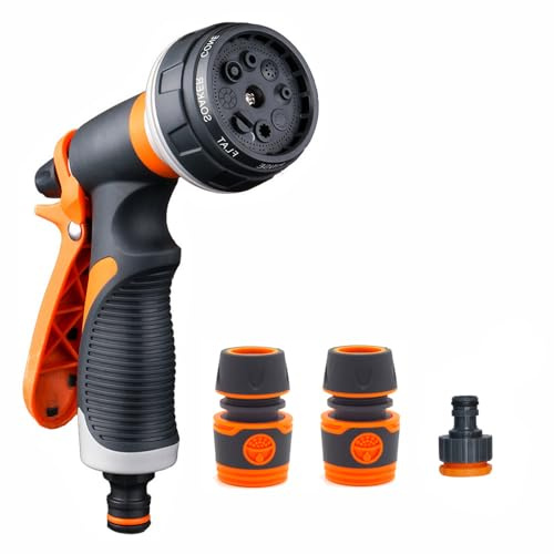 LSRVNM Gartenbrause, Garten Handbrause 8 Bewässerungsmuster, Einstellbarer Wasserdurchfluss, Hochdruck Handsprüher Spritzpistole für Gartenbewässerung, Autowäsche, Haustierdusche