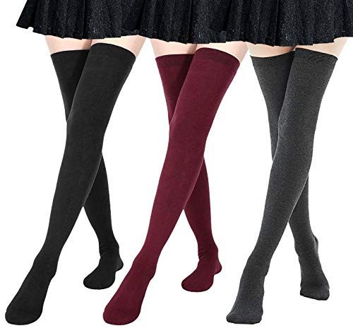 DRESHOW 3 Paia Donna Extra Lunghi Calzini da Ginocchio Coscia Alta Calze Stivali