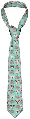 MyPiky Geometrische Herren-Krawatte, bedruckt, schmale Krawatte, Krawatte, für Hochzeiten, Bräutigam, Geschenke, Business, formelle Mode, Lustiger englischer Hund, EinheitsgröÃŸe