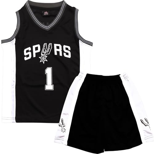 Basketkläder Barn - Basket Set Barn, Basket Ärmlös för BarnKostymer, Baskettröja + Basketshorts för Barn 12-14 år (Svart, XXL)