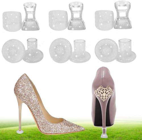6 Coppia Salva Tacchi Trasparenti Matrimonio, Shiny Copritacchi per Scarpe Donna 4 Taglie Proteggi Tacco a Spillo Anti-Slip Proteggi Tallone in Silicone per Grass Clear Weddings Eventi (6 paia)
