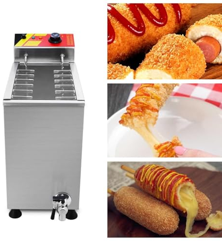 YJFEDCC Macchina per Hot Dog, Friggitrice per Corn Dog, Friggitrice per Bastoncini per Cani al Formaggio, Friggitrice Elettrica Bastone per Cani al Formaggio Commerciale