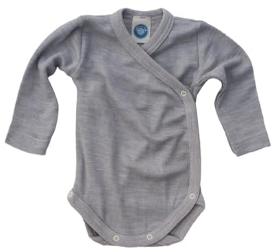Cosilana Baby Wickelbody aus 70% Wolle und 30% Seide (Grau, 50-56)