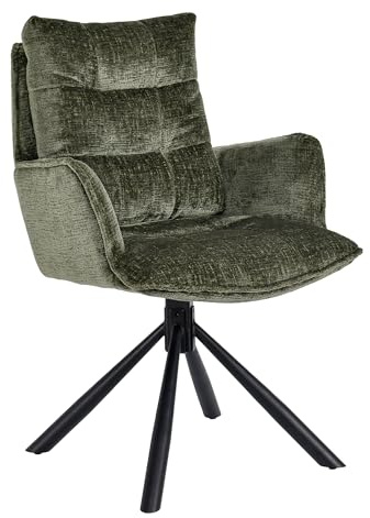 Duhome lounge stol armstöd pall, Chenille Fabrac 360 graders roterande justering, som omklädningsbord matsal stol kontor pall skal stol, grön