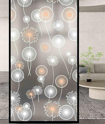 Fensterfolie Blickdicht 40X120CM Löwenzahn Fensterfolie Sichtschutz von Aussen,Sichtschutzfolie Fenster Anti-Uv,Selbstklebend Statische Folie, Dekofolie für Wohnzimmer Küche Büro
