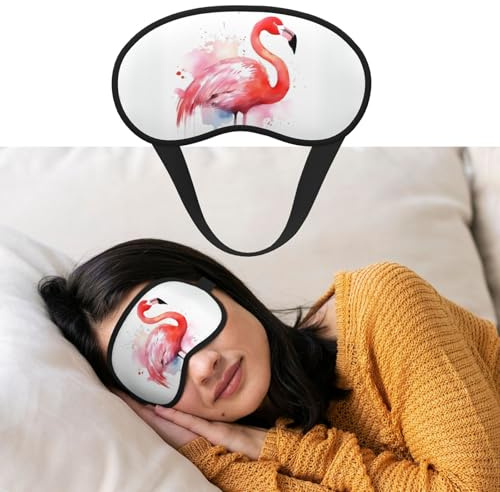 Augenmaske zum Schlafen, atmungsaktiv, lichtblockierend, Flamingo, Aquarell, Nachtwäsche, Augenbinde, weich, bequem, Nacht-Augenschutz, für Männer und Frauen, Augenabdeckung für Nickerchen zu Hause