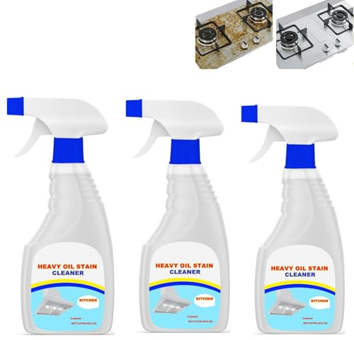 Nettoyant pour taches d'huile lourde - Dégraissant puissant pour la cuisine, pour les hottes de cuisine, le four, les cuisinières, les casseroles, sans rinçage à action rapide, sans résidu, (3PCS)