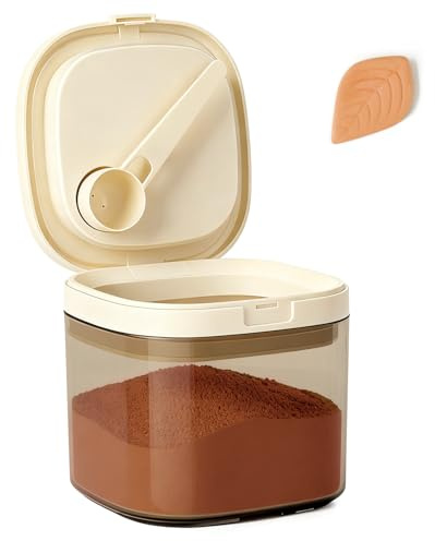 Holyenten Airtight Brown Sugar Container with Clay Disc - 0.84 Qt (800 ml) Glass Jar, Moisture Proof Storage Keeps Sugar Soft - Includes 1 Clay Disc & Spoon for Flour, Coffee, Dry Food, Sugar