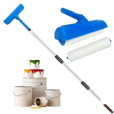 Rouleau à Peinture pour Plafond | Rouleau à Peinture Réglable avec Protection,25 cm Ensemble Pinceaux Anti-Éclaboussures,Pour Cuisine Salle De Bain Garage Meubles Intérieur Salon Armoire Maison