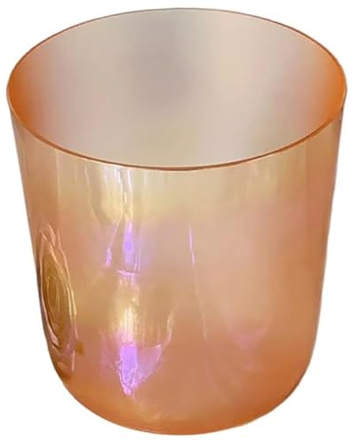 Kristallklangskål, Orange Crystal Singing Bowl 6-8 tum med Mallet & O-ring for & Release(440Hz,6 inch E Note)