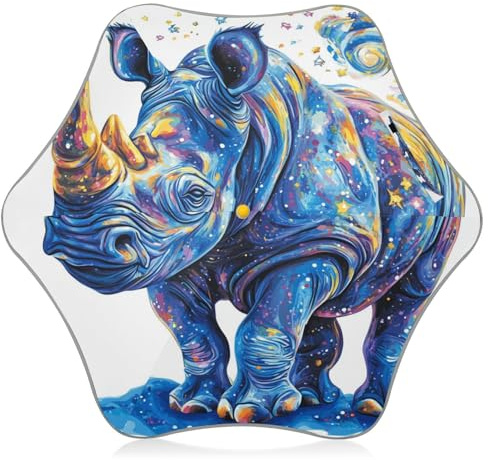 KLL Chic Rhinoceros Parapluie blanc pour enfant Protection UV avec bande réfléchissante pour l'école contre la pluie coupe-vent