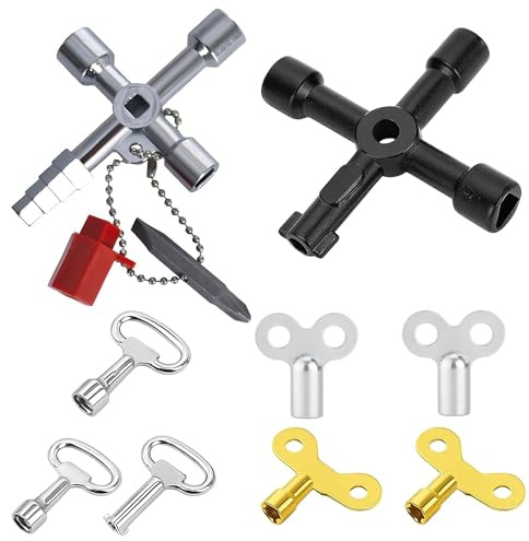 9 Stück Heizungsentlüftungsschlüssel Set, Vierkantschlüssel Und Dreikantschlüssel, Universalschlüssel Wasserhahn Schlüssel, Heizungsentlüftungsschlüssel, für Heizkörper, Stromzähler und Aufzüge