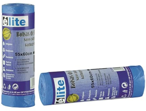 Bolsas de Basura Azules Perfumadas 30L con Autocierre – Pack 120 Unidades (10 Rollos x 12 Bolsas) – Antigoteo, Resistentes y Fáciles de Separar – 55x60 cm, MD3314
