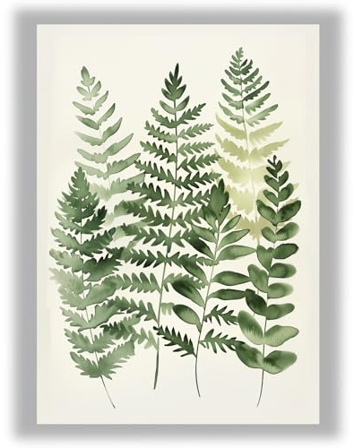 Soft Botanicals - Forest Ferns | Botanical Fern & Leaf Wall Art Print | Unframed Print - A4