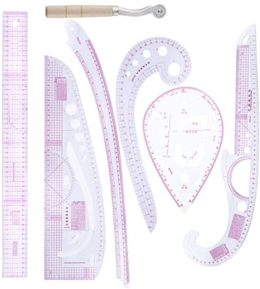VINTORKY Conjunto de 7 Reglas de Costura a Medida para Patronaje, Regla Curva Francesa Flexible y Precisa, Herramientas de Dibujo para Confección y Diseño de Ropa Profesional