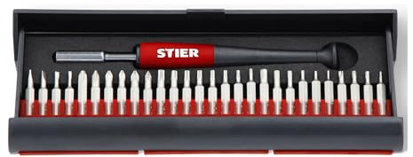 STIER Der STIER Feinmechaniker Schraubendrehersatz, 29-tlg, Präzisionsschraubendreher Set, Bits für Phillips Pozidriv Innensechskant Torx, für Laptops Uhren iPhones