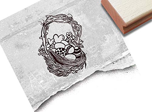 Stempel Osterstempel OSTERKORB in 2 Größen - Motivstempel zu Ostern, für Osterpost Karten Geschenkanhänger Osterdeko Scrapbook - zAcheR-fineT