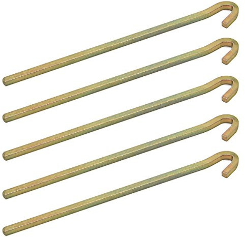 AMANKA Stahl-Hart 5 Vierkant Zelt-Heringe Erdnägel 220x6mm Bodenanker Camping-Zeltnägel Erdanker Robust Stabil Verzinkt