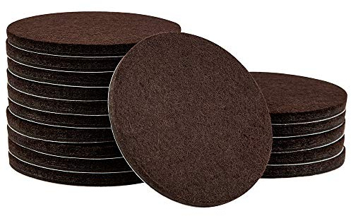 SoftTouch 1.5 Round Reusable Felt Furniture Sliders for Hard Surfaces, Noise-Reducing Adhesive Furniture Moving Pads for Beds, Sofas, Dressers, Set of 16, Brown