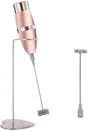 Milk Frother Handheld Foam Maker for Lattes - Electric Whisk Drink Mixer for Bulletproof Coffee, Mini Blender and Foamer with Stainless Steel Bracket for Cappuccino, Frappe, Matcha
