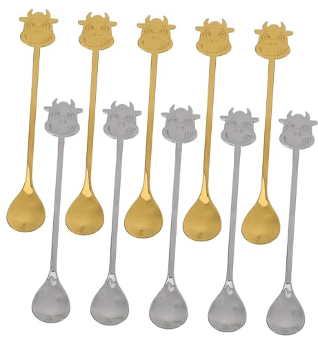 Cuillères à Mélanger en Acier Inoxydable, Lot de 10, Argenté | Milk Tea Shops et Restaurants, Style Unique et Attrayant, Usage Quotidien, Format Pratique