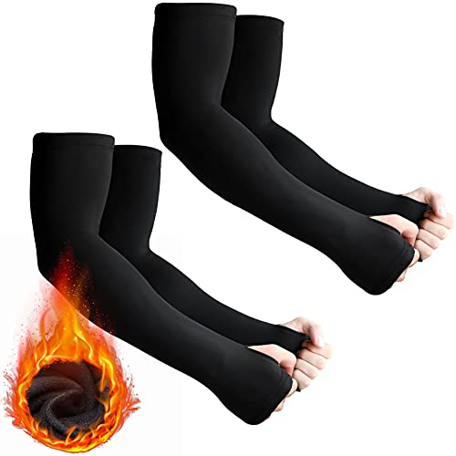 Skylety 2 Pairs Thermal Arm Sleeves Cycling Warmer,Large,Black