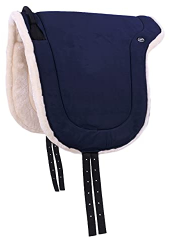 QHP Reitpad Pferd Bareback Pad 19 mm | Sicherer Halt | Komfortables Reiten | Praktische Größe (Navy, Shet)