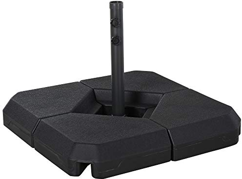 Outsunny Sonnenschirmständer 4-teilig Schirmständer befüllbar 15kg / 18 kg mit Wasser oder Sand Schirmgewicht für Ampelschirm Bodenkreuz Schirmhalter Ampelschirmständer Kunststoff Schwarz