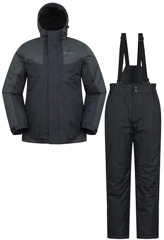 Mountain Warehouse Mens Ski Jacket and Pant Set - Breathable, Thermal Tested -30°C Snowskirt, Microfibre insulation - Best for Autumn Winter, Sports, Walking & Outdoors Black (01) M