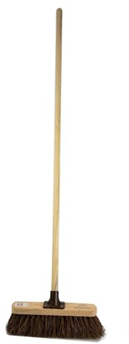 Newman & Cole Outdoor Sweeping Brush Stiff Yard Patio Garden Broom Natural Bassine Bristle Fitted with Wooden Handle (Unassembled, Pack of 1)